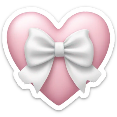 Pastel pink heart with white bow sticker