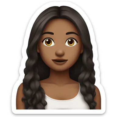 hot cute girl with long dark brown hair wearing crop top sticker