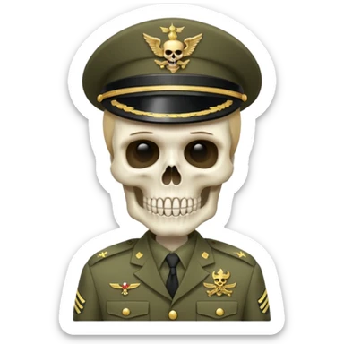 skeleton in army uniformm  sticker