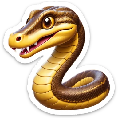 Cinematic Comical Python Portrait Emoji, Head tilted dramatically with an exaggeratedly shocked expression, featuring a robust, patterned body with wide, comically expressive eyes full of humorous disbelief, Simplified yet hilariously expressive features, highly detailed, glowing with a slightly sassy glow, high shine, dramatic yet playful, stylized with an air of quirky reptilian attitude, soft glowing outline, capturing the essence of a meme-worthy python that looks ready to side-eye its way into viral fame! sticker