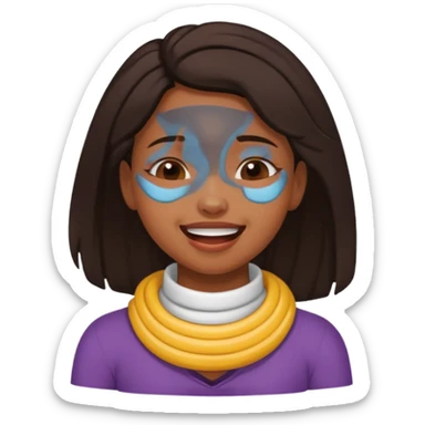 Black girl smiling eyes closed while choking herself on her neck  sticker