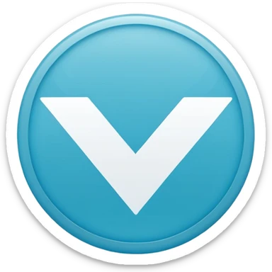 A small solid cyan-blue circle with a centered bright white check mark, clean and minimal, symbolizing trust and distinction sticker
