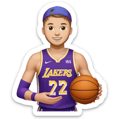 Luka doncic in Lakers uniform with basketball sticker