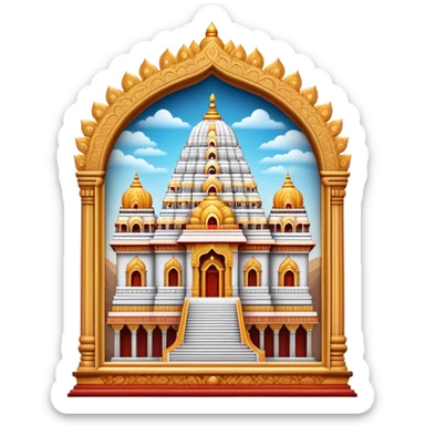Cinematic Realistic Tirupati Balaji Temple Landmark Emoji, depicted with intricate carvings and spiritual aura rendered with lifelike detail and radiant, divine lighting. sticker
