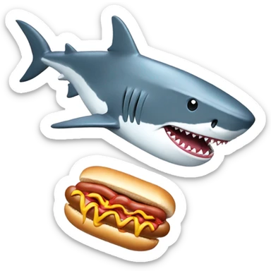 Shark with a hotdog with mayonnaise  sticker