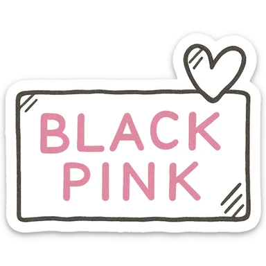 BLACKPINK-inspired object, black and pink colors, sketchy and artistic hand-drawn icon sticker