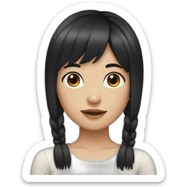 Girl with black korean hair sticker