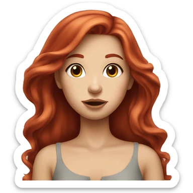 Red hair girl, with long hair, big lips sticker