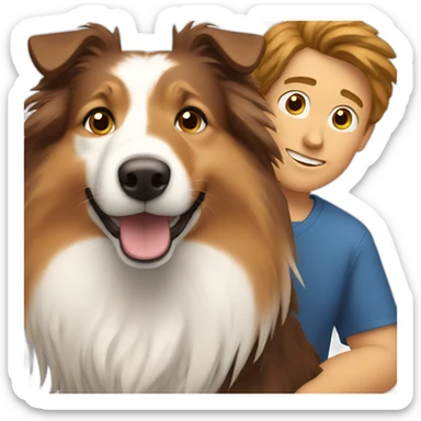 a man with brown hair and a sheltie sticker