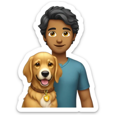 young indian developer with golden retriever sticker