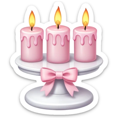 light pink burning candles with bow on white stand sticker