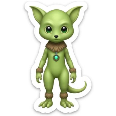 full body cute humanoid peacefull alien furry with 2 legs and eye stalks stands upright and looks intelligent ...wears clothing sticker
