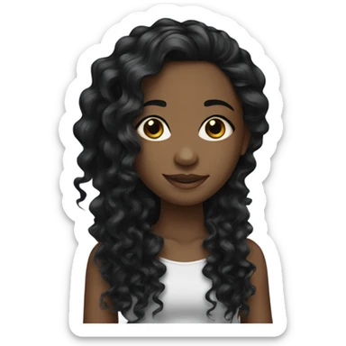 pretty black girl with long curly black hair  sticker