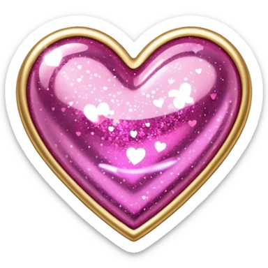 Gold heart with pink glitter  sticker