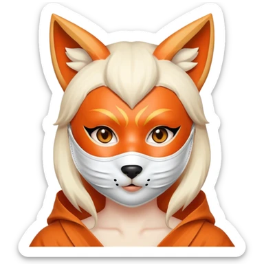 Kitsune with a face mask sticker