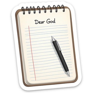 Notepad with "Dear God" written at the top sticker