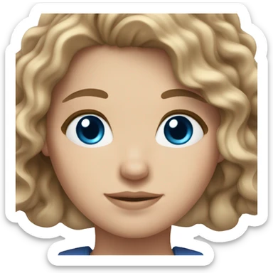 White girl with light brown wavy hair and blue eyes sticker