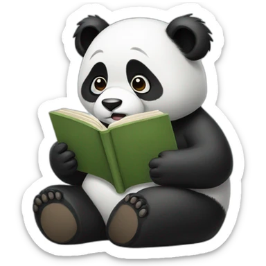 sad panda reading a book sticker