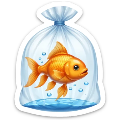 Just one ios  fish inside a plastic bag  sticker