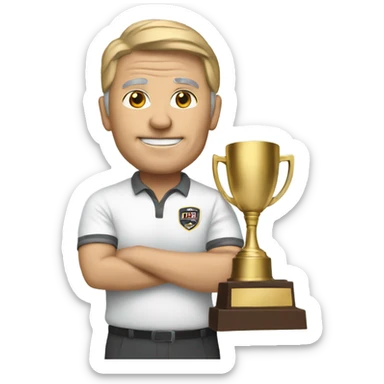 Football coach with trophy sticker