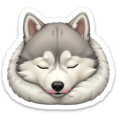 husky sleeping with eyes closed and nothing else is present sticker
