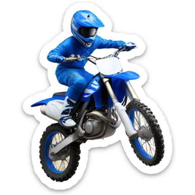Blue dirt bike  in the air sticker