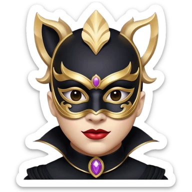 masked circus acrobat portrait, head and shoulders only, elegant carnival mask, dark outfit collar, dramatic expression, 3D cartoon, mobile game icon style, clean background, no text, no watermark
 
 sticker