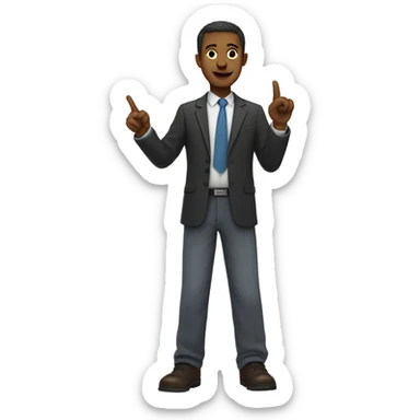 male teacher full body pointing finger to right sticker
