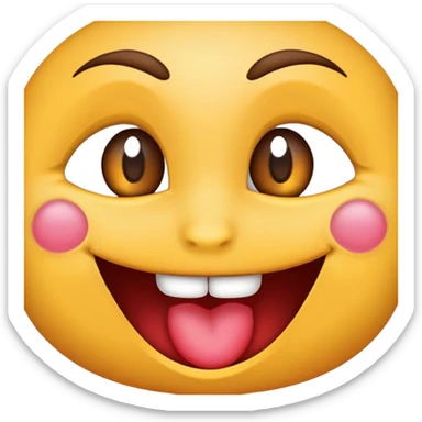 Haz un emoji con una sonrisa de labios tierna y que tenga ojeras y que esté cansado y que su mirada también sea tierna y que tenga las cejas así como de forma tierna sticker