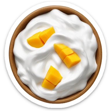 Greek yogurt with ripe mango and coconut crips sticker