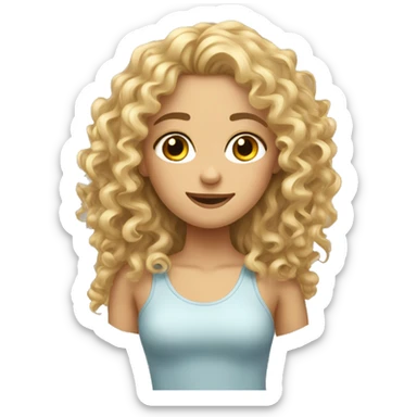 blonde curly girl at the side her friend brune sticker