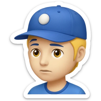 Emoji cara rendonda amarilla con ojos cansado y una gorra de lado sticker