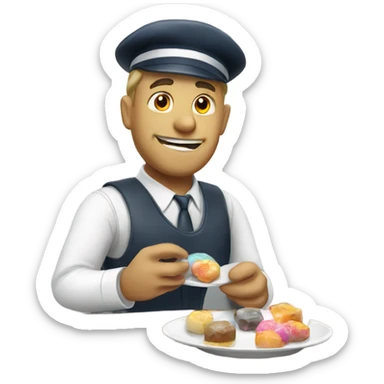 White Postman eating sweets sticker