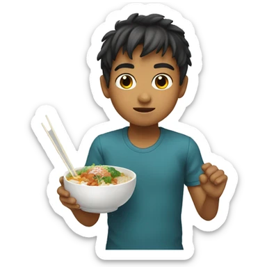 A boy with a poke bowl  sticker