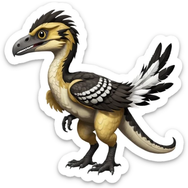 Utahraptor with a lot of feathers and white and black sticker