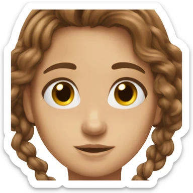 brown hair brown eyes girl windy hair sticker