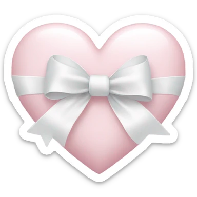 Pastel pink heart with white bow sticker