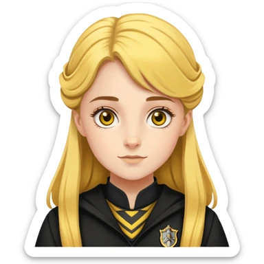 Charlotte Skeoch is hannah abbott in harry potter, wear hogwarts Hufflepuff uniform sticker