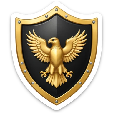 Hawk shield emblem in black and gold sticker