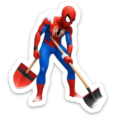Spider-Man shoveling the snow sticker