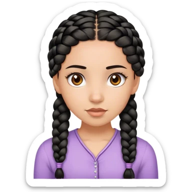 girl with brown eyes, black braided hair  sticker