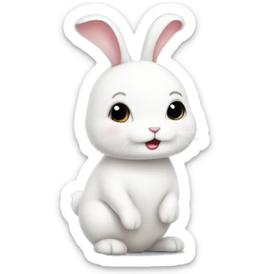 Cute little White bunny with a question mark above her bunny head sticker