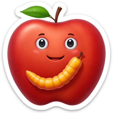 worm on apple sticker