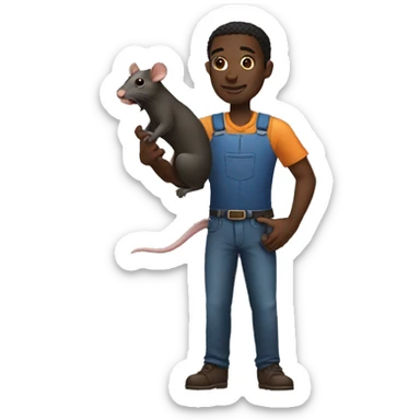 dark skinned man holding rat sticker