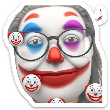 smiling clown with glasses sticker