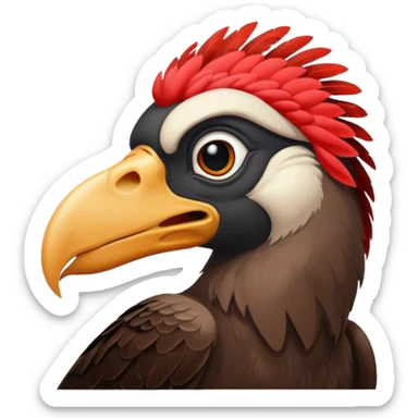 mature vulture with black and reddish feathers looking forward sticker