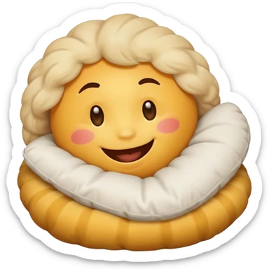 an emoji eating a pillow sticker