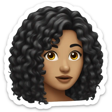 Head, Tan skin woman, thick long curly black hair , dark eyes sticker