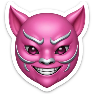 A pink girly oni mask sticker