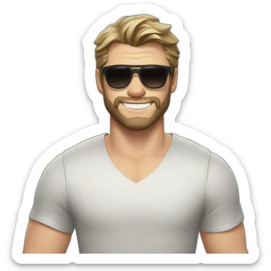 Chris Hemsworth smiling with sunglasses sticker